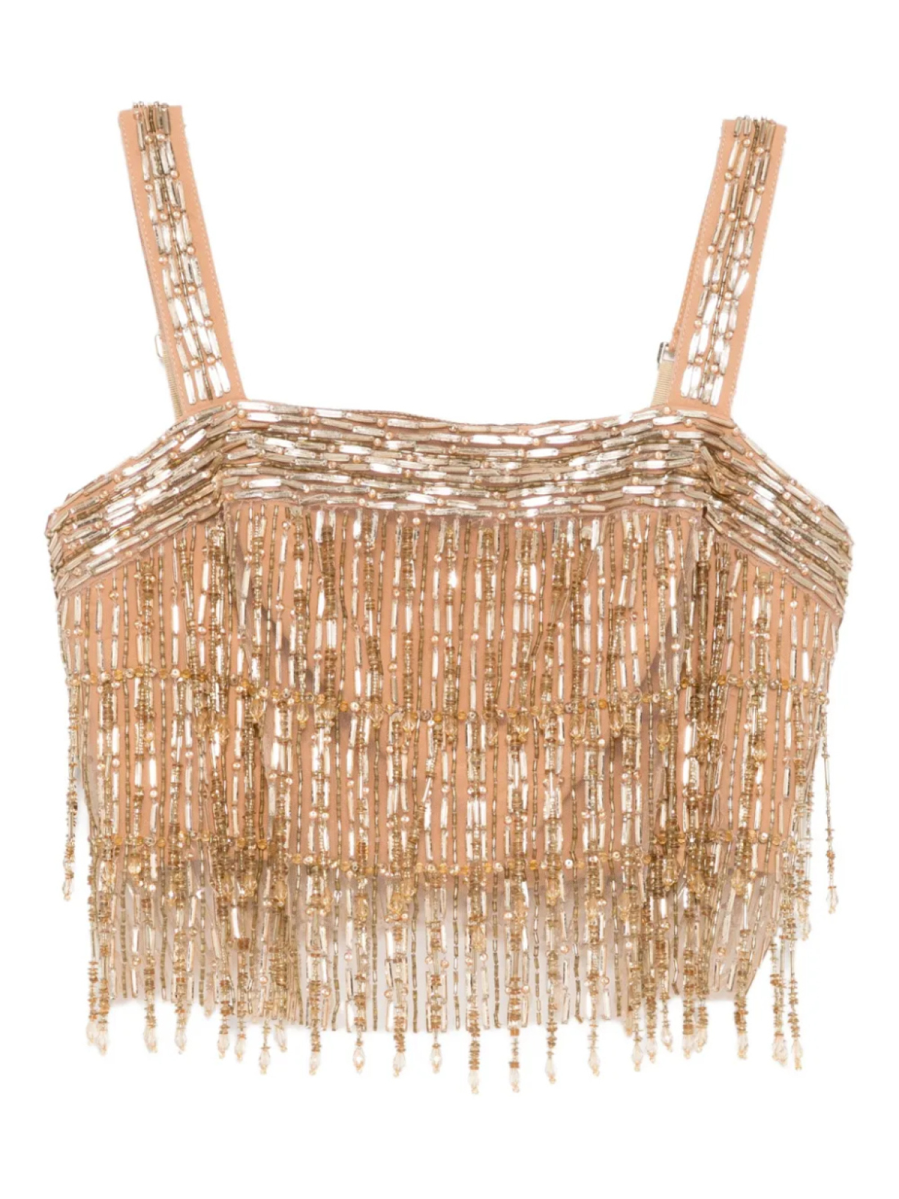 

Креповый топ Elisabetta Franchi, расшитый пайетками, золотой