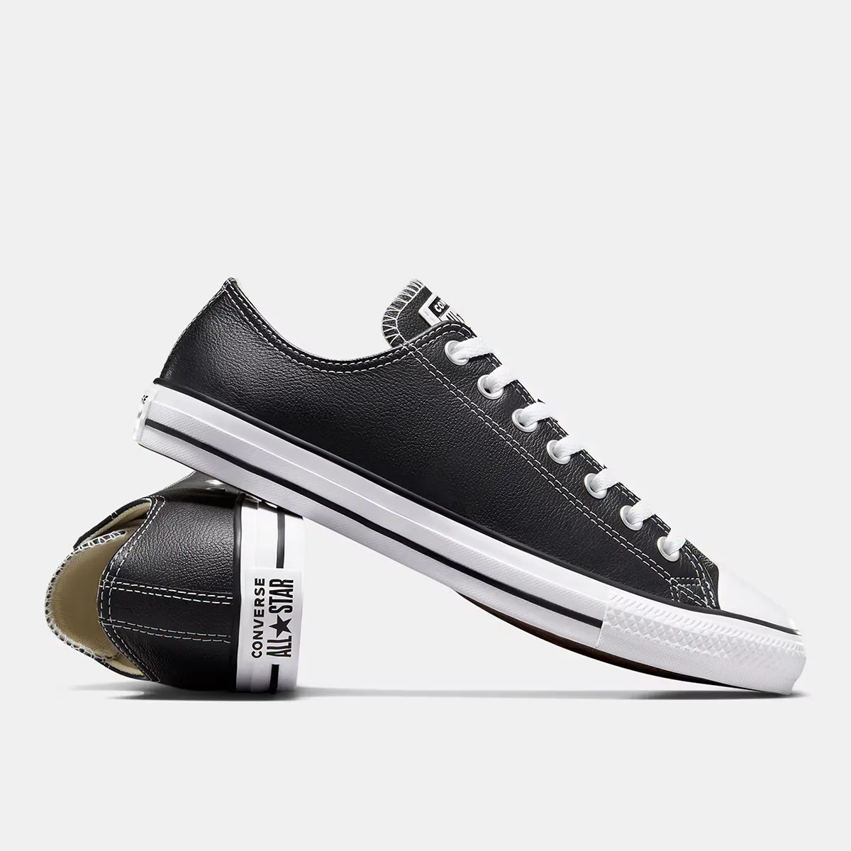 Converse Chuck Taylor All Star Low кожаные унисекс повседневные кеды, черный — фото 2