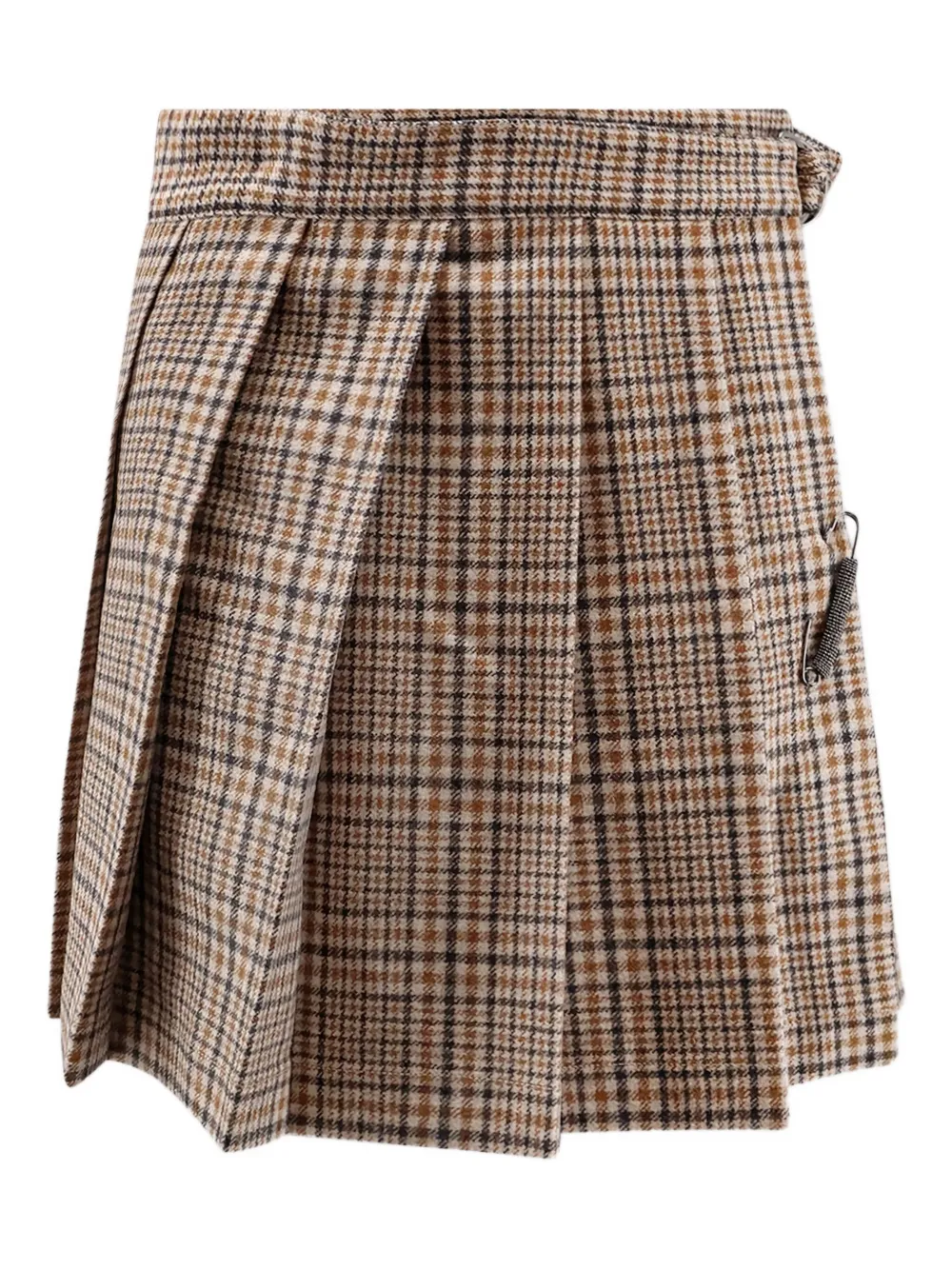 

Плиссированная мини-юбка в клетку Brunello Cucinelli, коричневый