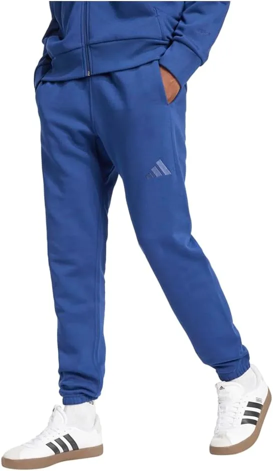 Мужские флисовые брюки Adidas All Season, стандартного кроя, зауженные книзу, темно-синий — фото 2