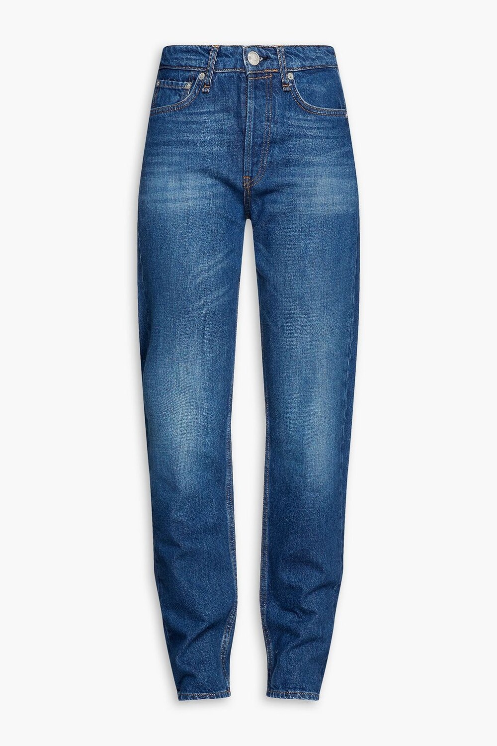 

Джинсы узкого кроя с высокой посадкой и потертостями RAG & BONE, синий