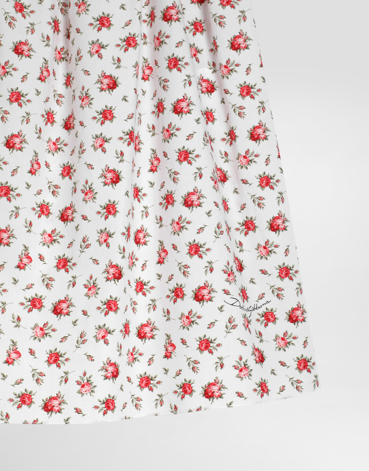 Платье из поплина с мелким принтом роз DOLCE & GABBANA, мультиколор — фото 4