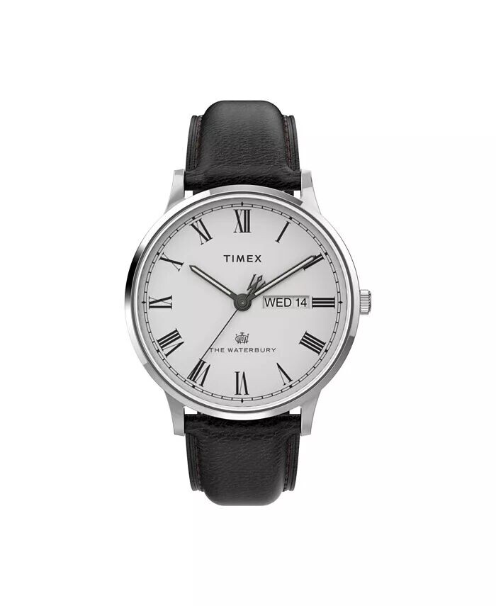 

Мужские часы Waterbury с черным кожаным ремешком, 40 мм Timex