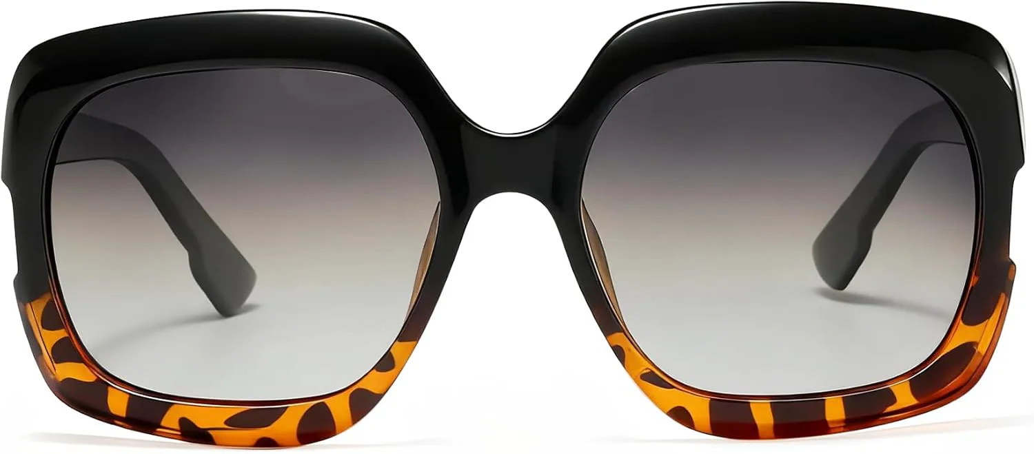 

Винтажные солнцезащитные очки Chicid большого размера для женщин, ретро-очки квадратной формы с защитой от УФ-излучения UV400, A05 Black Tortoise/Gradient Grey