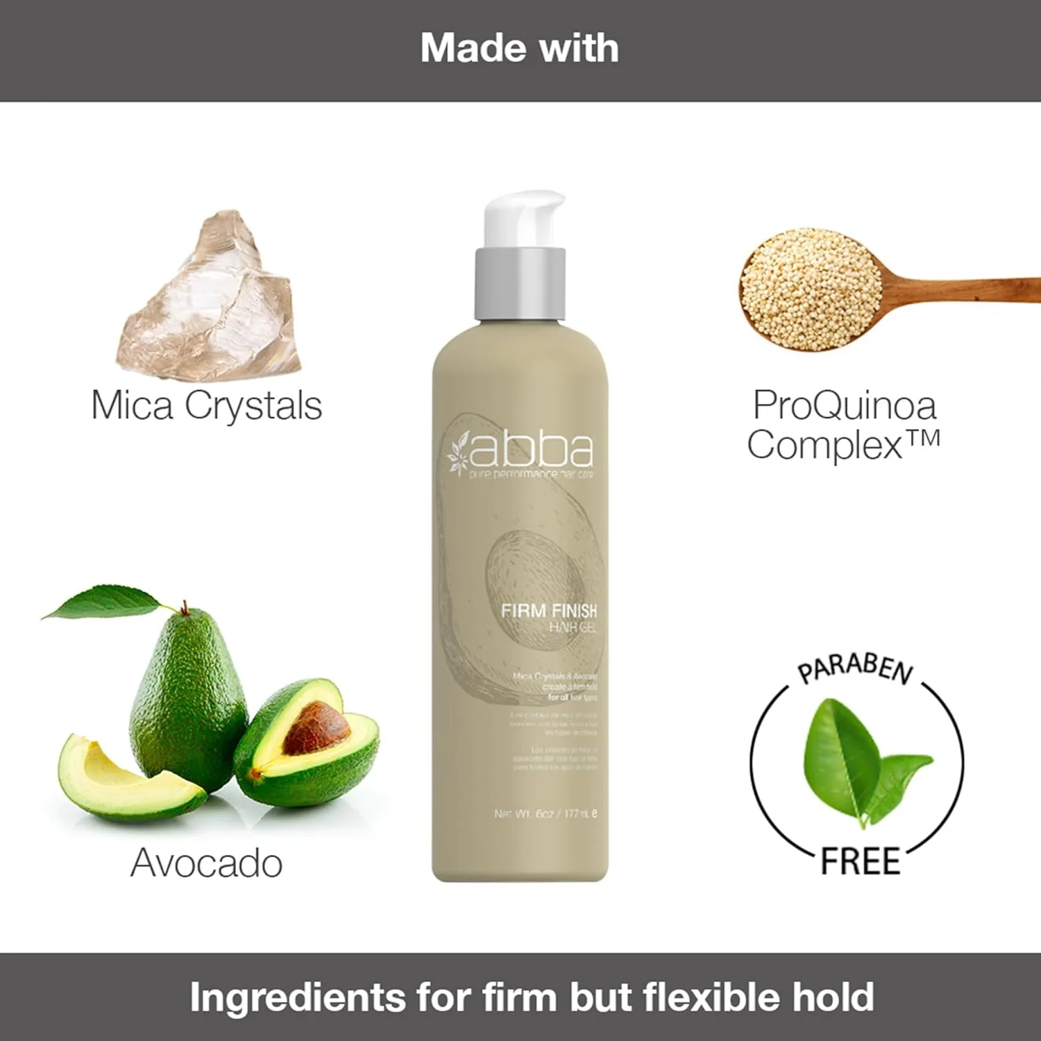 ABBA - Pure Style Gel Средняя фиксация - Кристаллы слюды и авокадо, 170 мл — фото 2
