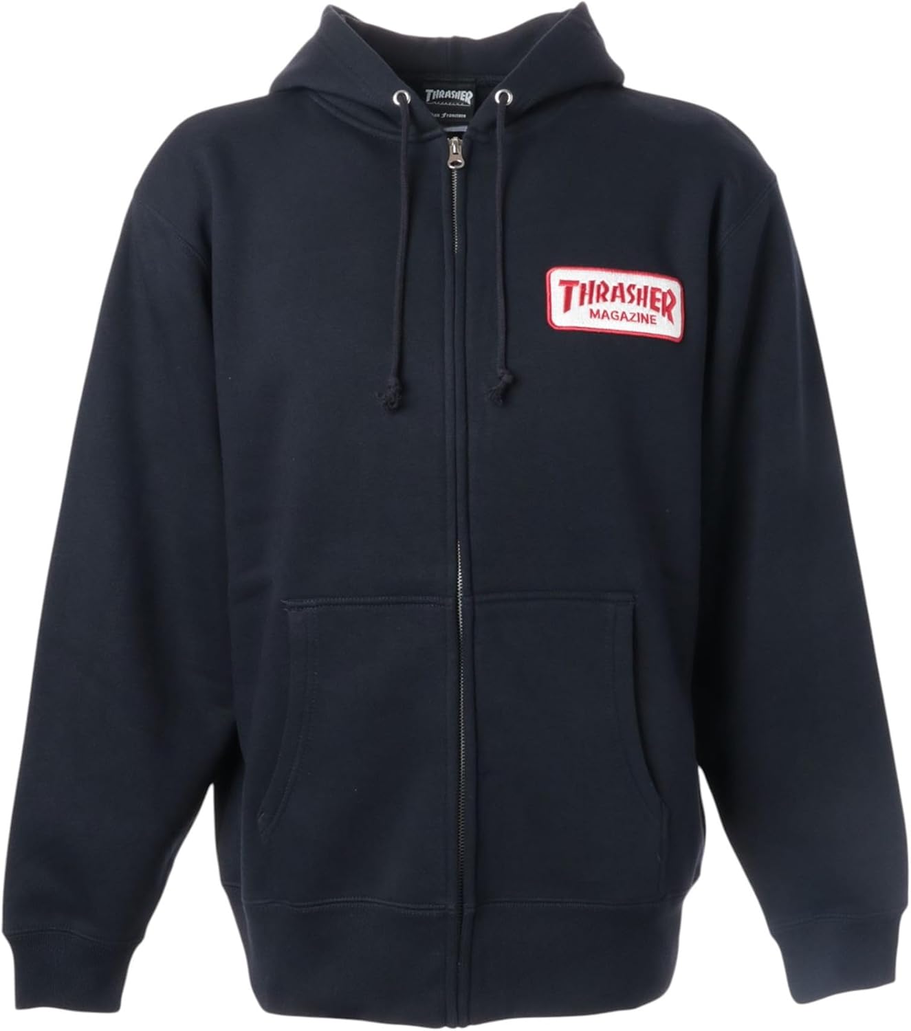 

Мужская толстовка Thrasher TH56001 на молнии с капюшоном (логотип бренда), классическая модель, темно-синий/белый/красный