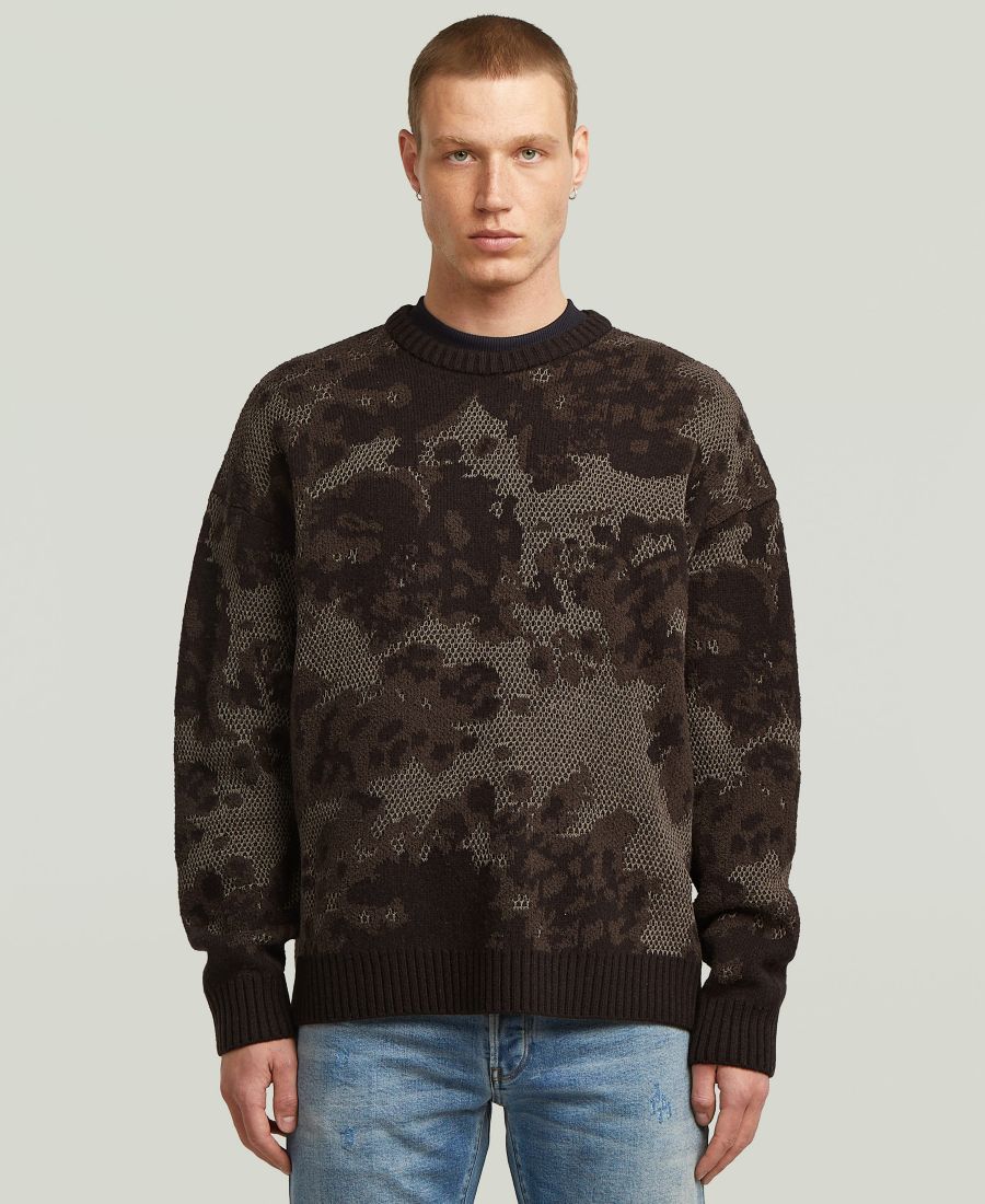 

Мужской свитер жаккардовой вязки с камуфляжным рисунком G-Star Raw, Turf Forest