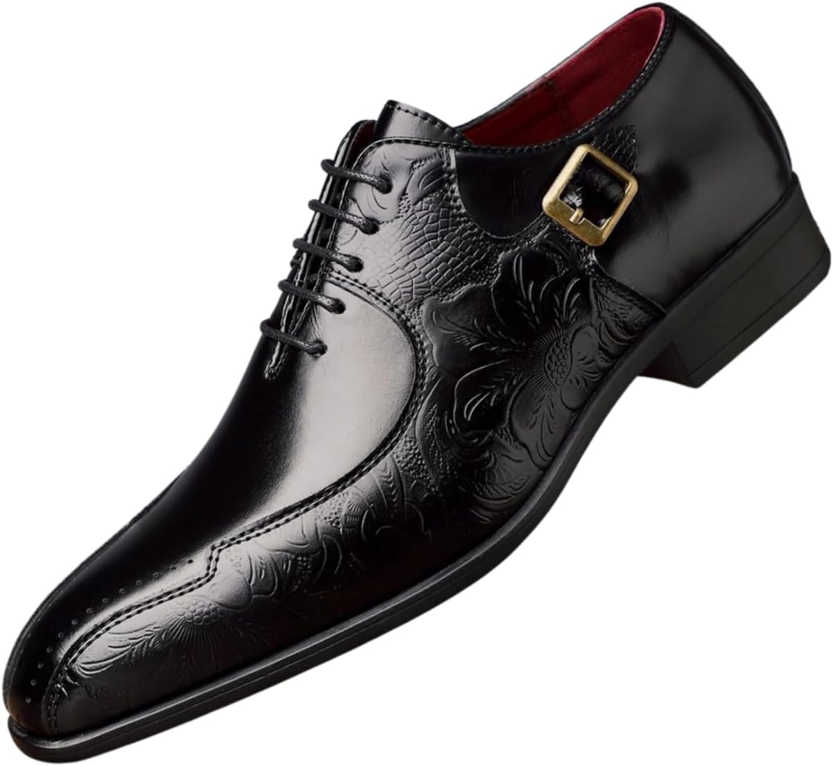 

Мужские оксфорды Santimon с тиснением, шнуровкой и пряжкой, формальные туфли для свадьбы, выпускного и деловых мероприятий, черный