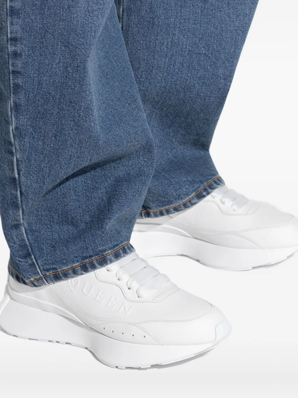 Кроссовки Sprint Runner из кожи с металлическими вставками Alexander McQueen, белый — фото 4