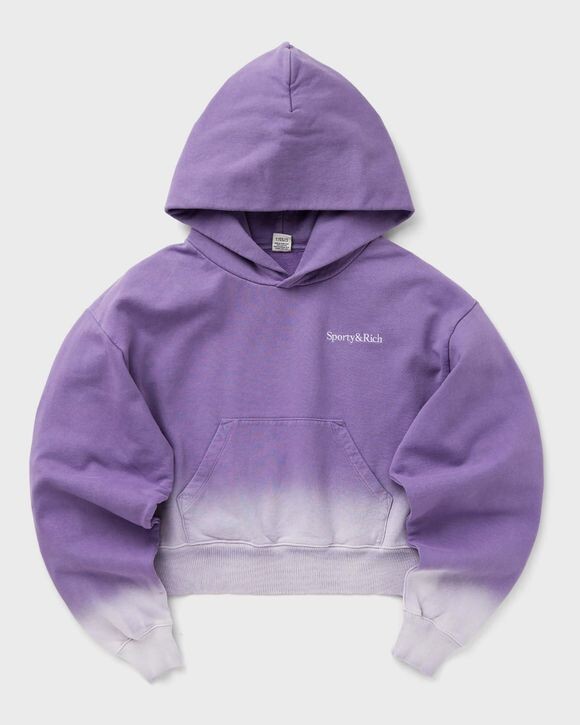 

Худи Sporty & Rich Serif Logo Embroidered Cropped Hoodie Dip Dye, цвет dip dye purple