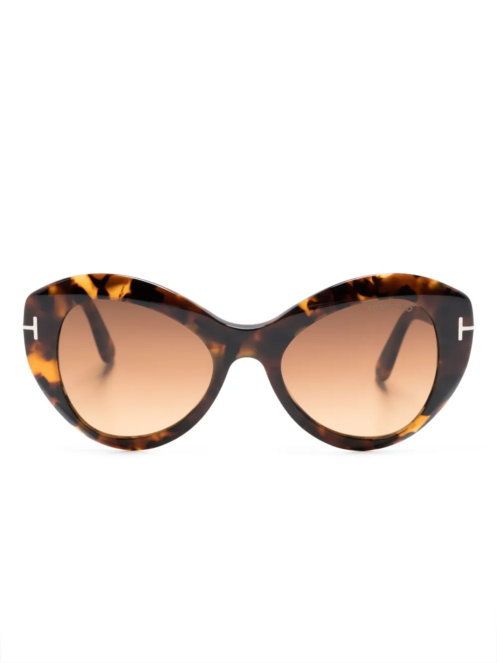 

Массивные солнцезащитные очки черепаховой расцветки TOM FORD Eyewear, коричневый