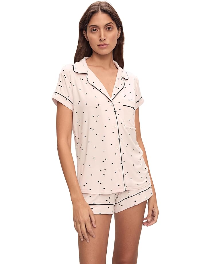 

Пижама Eberjey Gisele Printed Shortie Pj Set, цвет Little Heart Sorbet Pink/Black