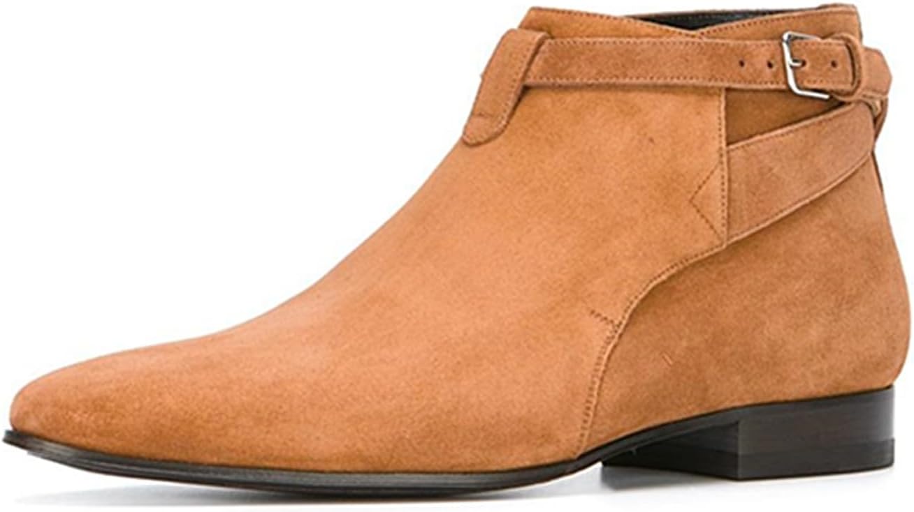 

Мужские ботинки Santimon Jodhpur Chelsea до щиколотки, из натуральной кожи с пряжкой, чукка с мягкой стелькой для бизнеса, офиса, свадьбы, повседневного стильного образа, оранжевый