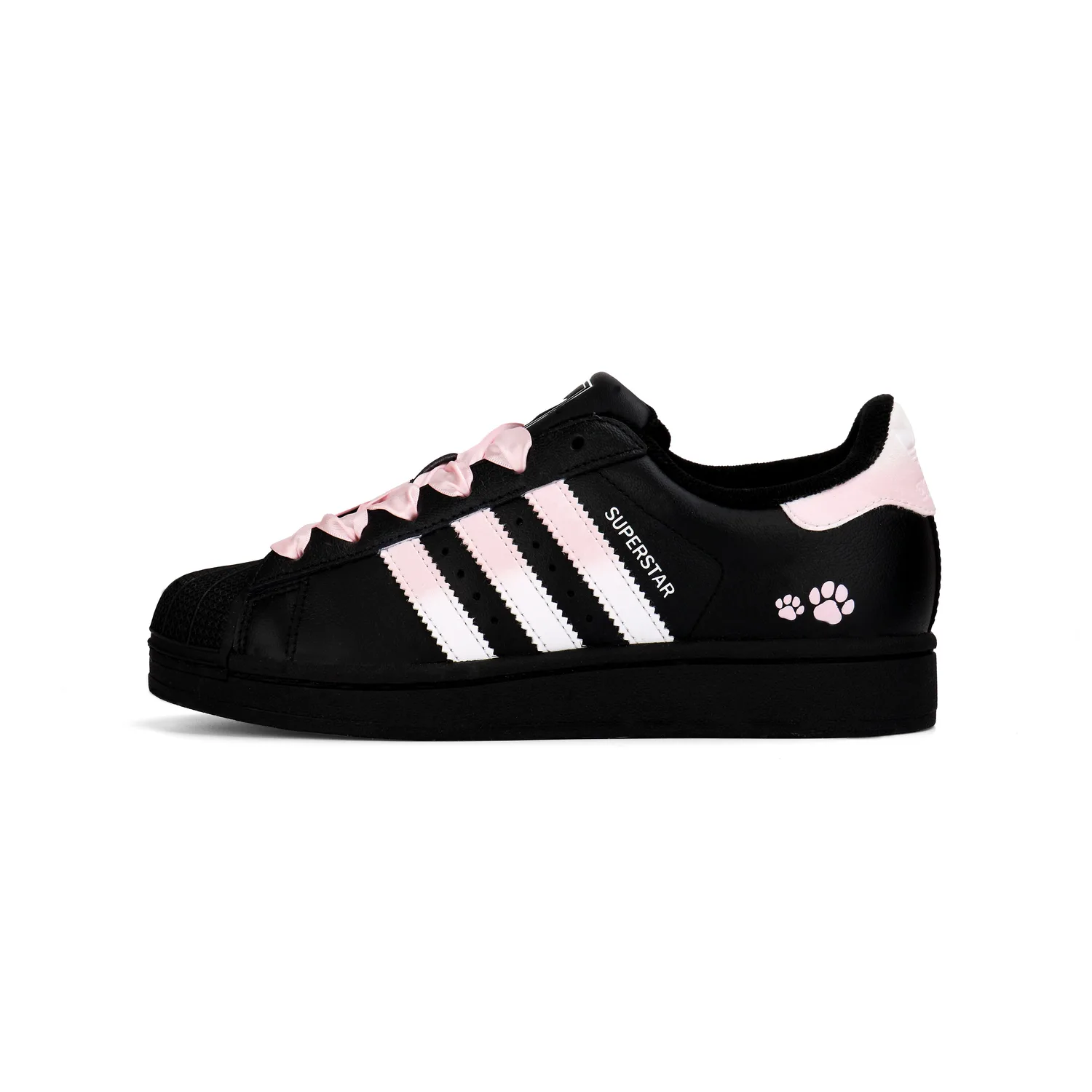 Adidas Originals Кроссовки для скейтбординга Superstar 2 Pink Black Sweet Star, низкие, с кожаной подкладкой и амортизацией, для детей, унисекс, розовые — фото 3