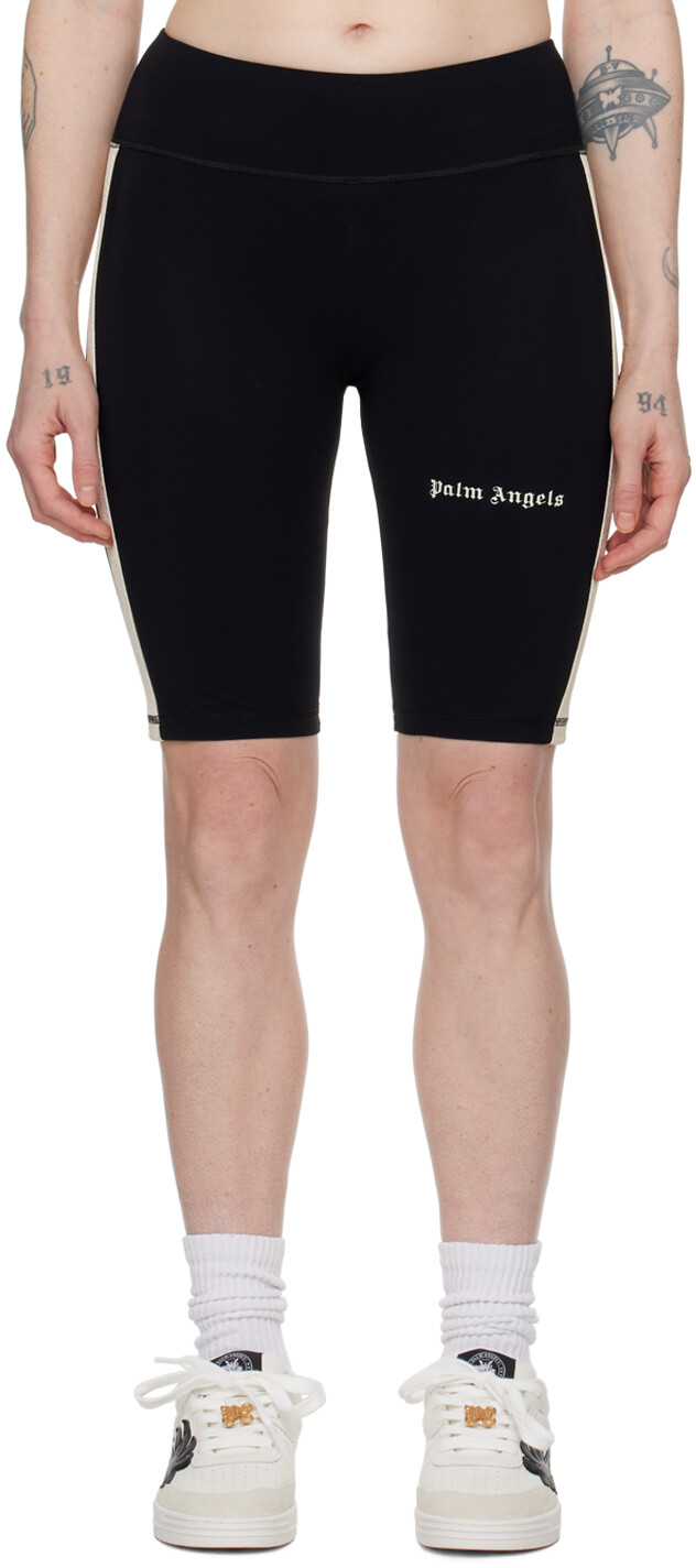 

Черные полосатые шорты Palm Angels, цвет Black/Off white