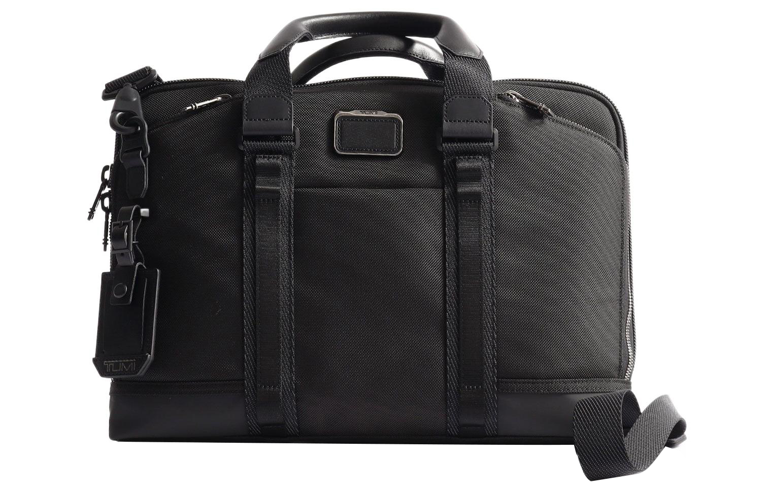 

TUMI Мужская кожаная сумка для ноутбука из баллистического нейлона черная