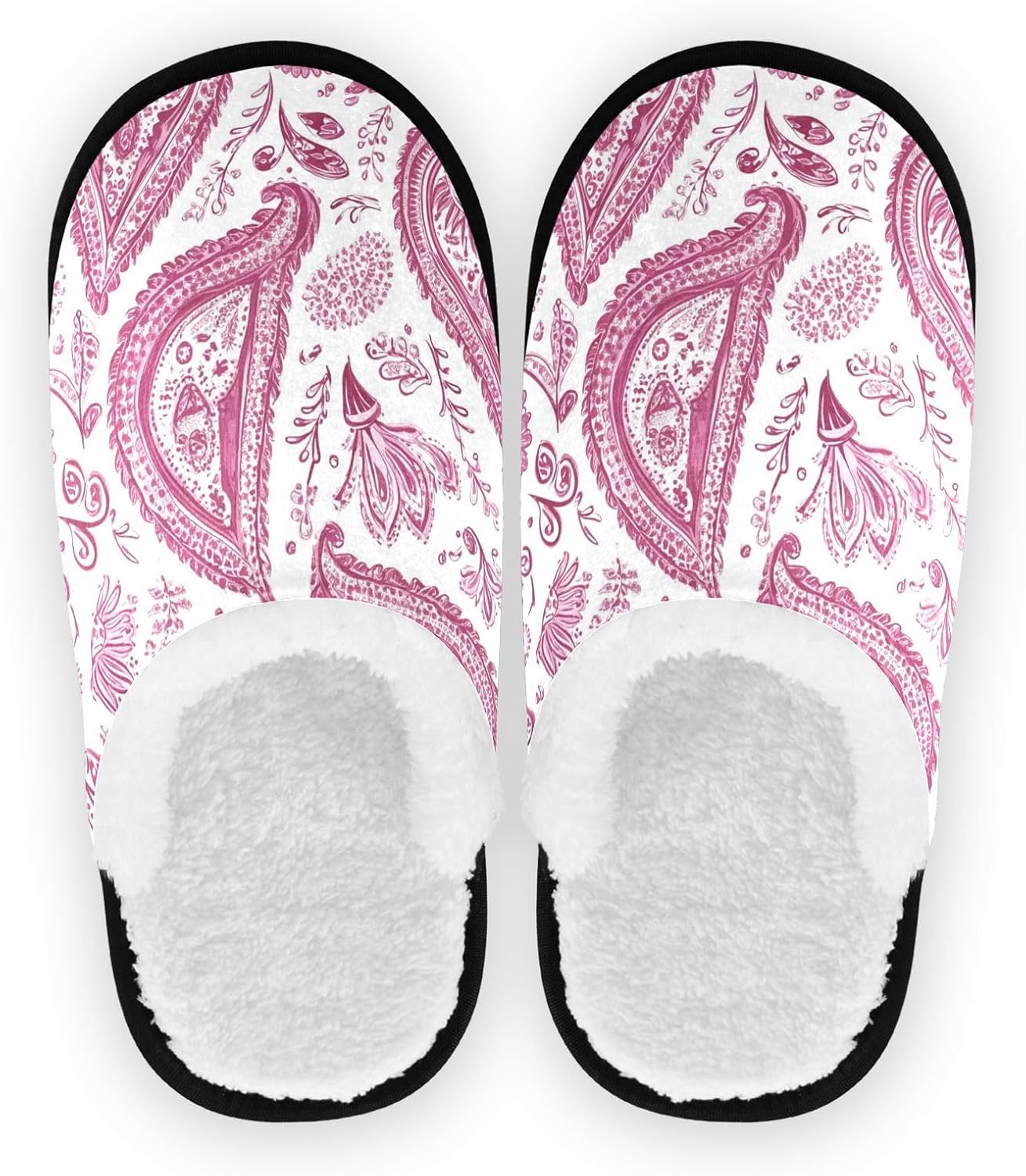 

Плюшевые тапочки FENOCHE для женщин и мужчин, теплые и удобные, для путешествий и спа, домашние тапочки с противоскользящей подошвой, Paisley