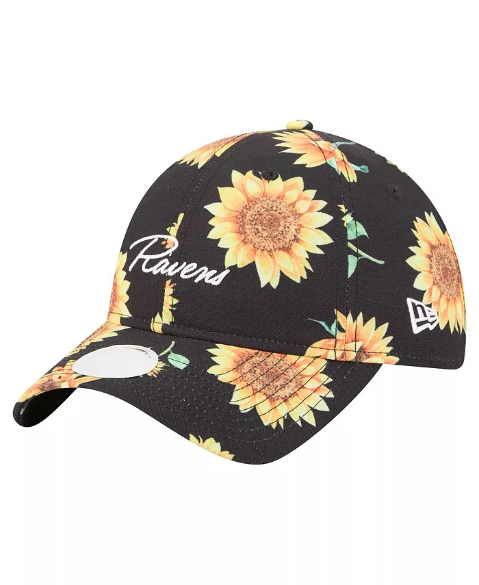 

Женская регулируемая кепка Baltimore Ravens Adventure Sunflower 9TWENTY черного цвета New Era