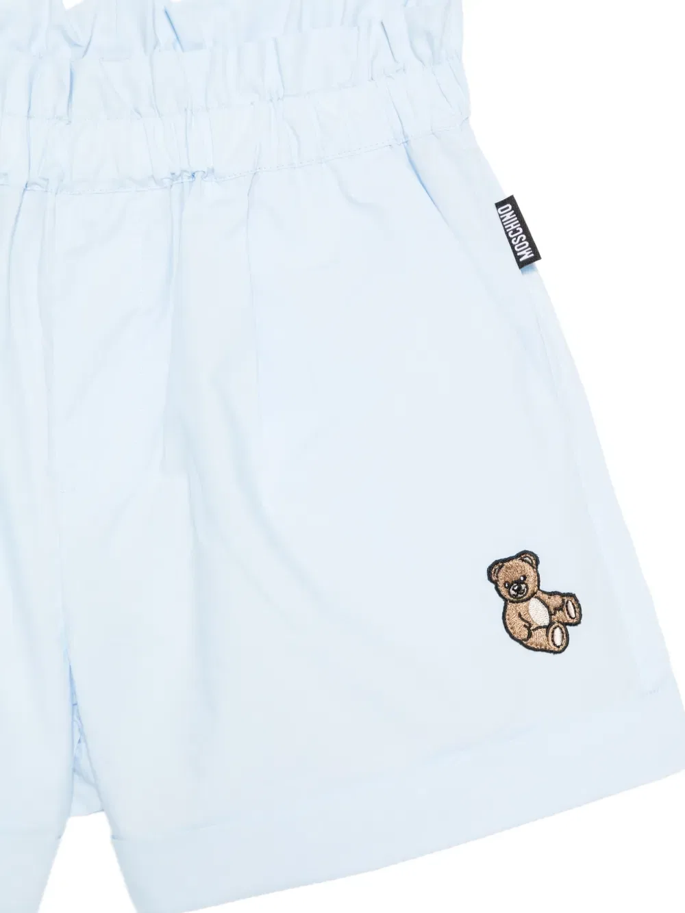 Эластичные вышитые шорты Moschino Kids, синий — фото 3