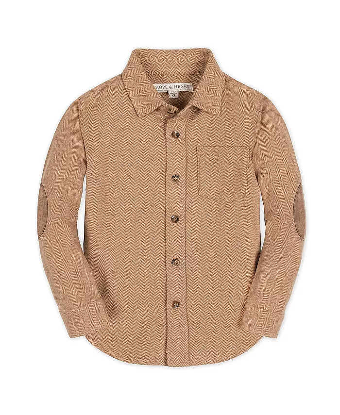 

Органическая фланелевая рубашка на пуговицах с длинным рукавом для мальчиков Little and Big Hope & Henry, коричневый