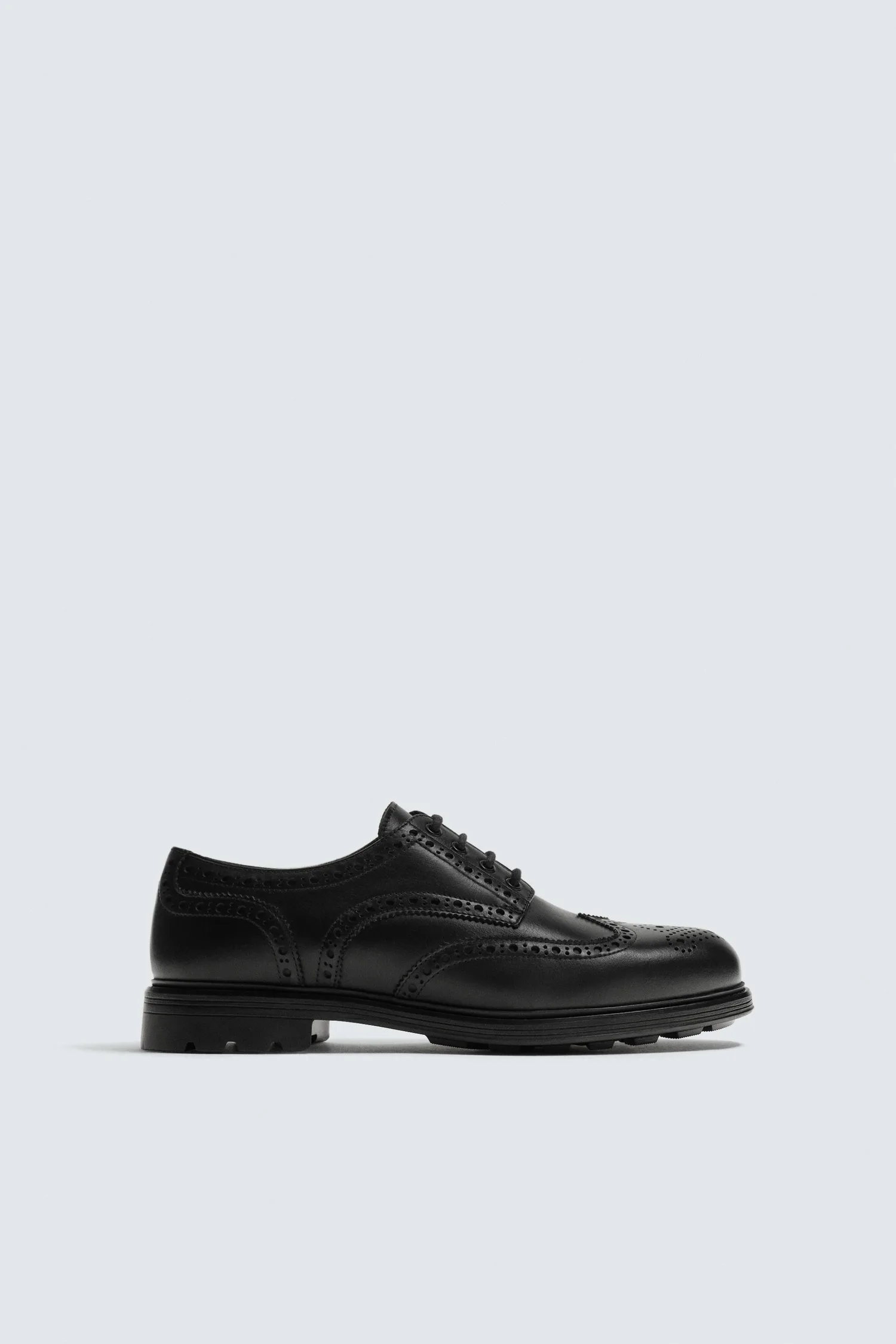 Туфли leather brogues Zara, черный — фото 4