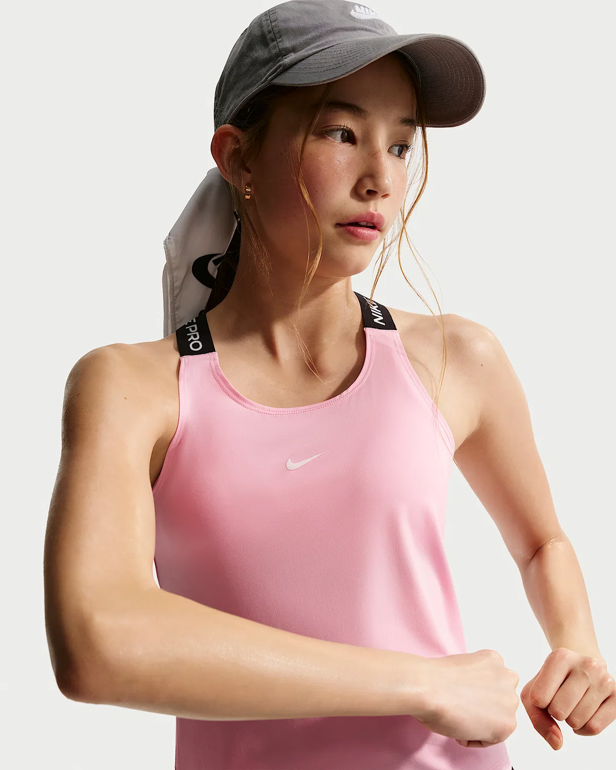 Детская (для девочек) майка Dri-FIT Nike Pro, Medium Soft Pink/Black/White — фото 3