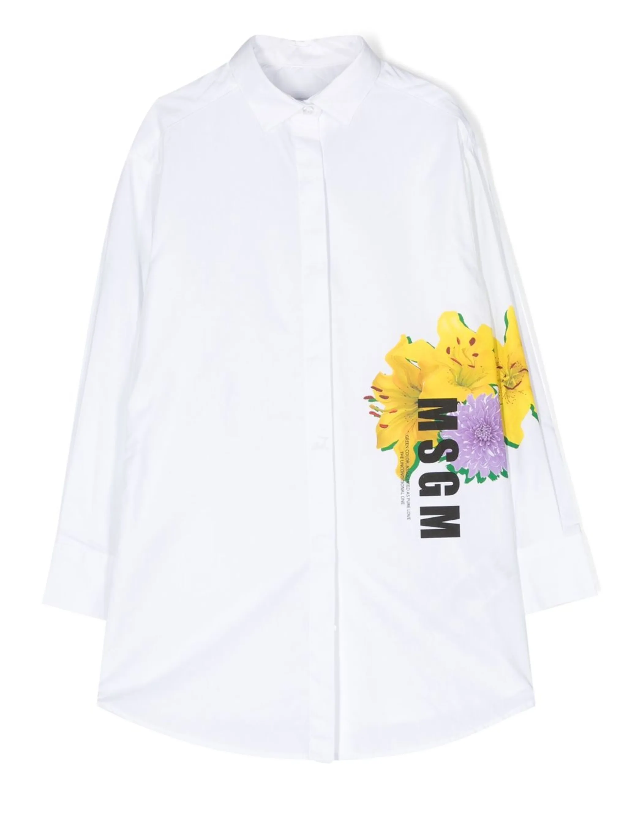 

Платье-рубашка с цветочным принтом Msgm Kids, белый