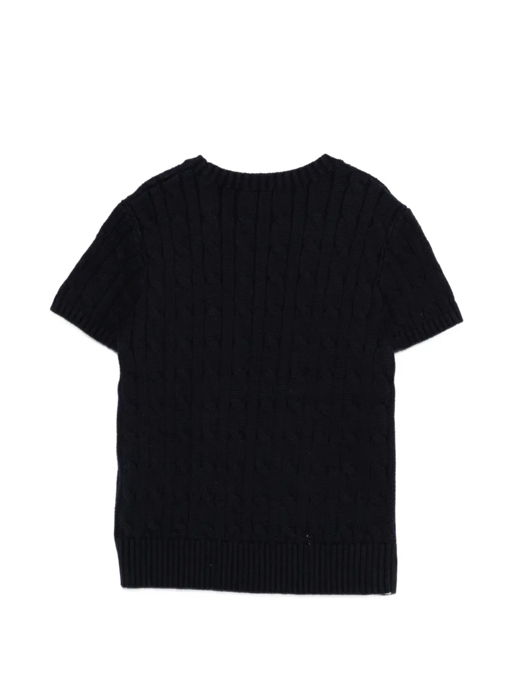 Вязаный джемпер с короткими рукавами и карманом Polo Ralph Lauren Kids, синий — фото 2