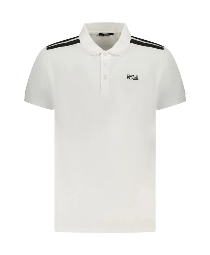 

Классическая рубашка-поло с полосками на плечах. Cavalli Class, белый