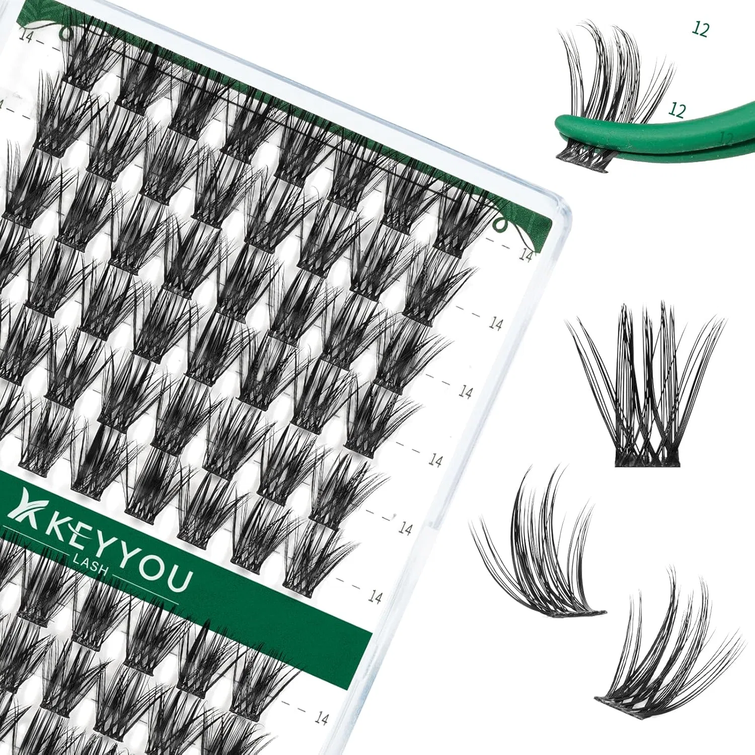 Набор накладных ресниц-пучков «Volume Wispy Lash Extension» 14 мм от KEYYOU Keyyou, Y18