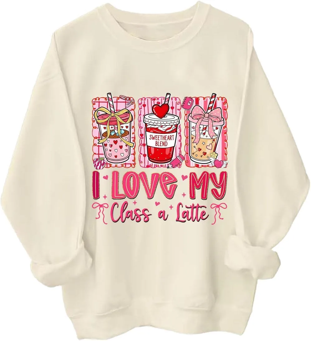 

Толстовка I Love My Class a Latte, милый подарок учителю на День святого Валентина LNDOCAI