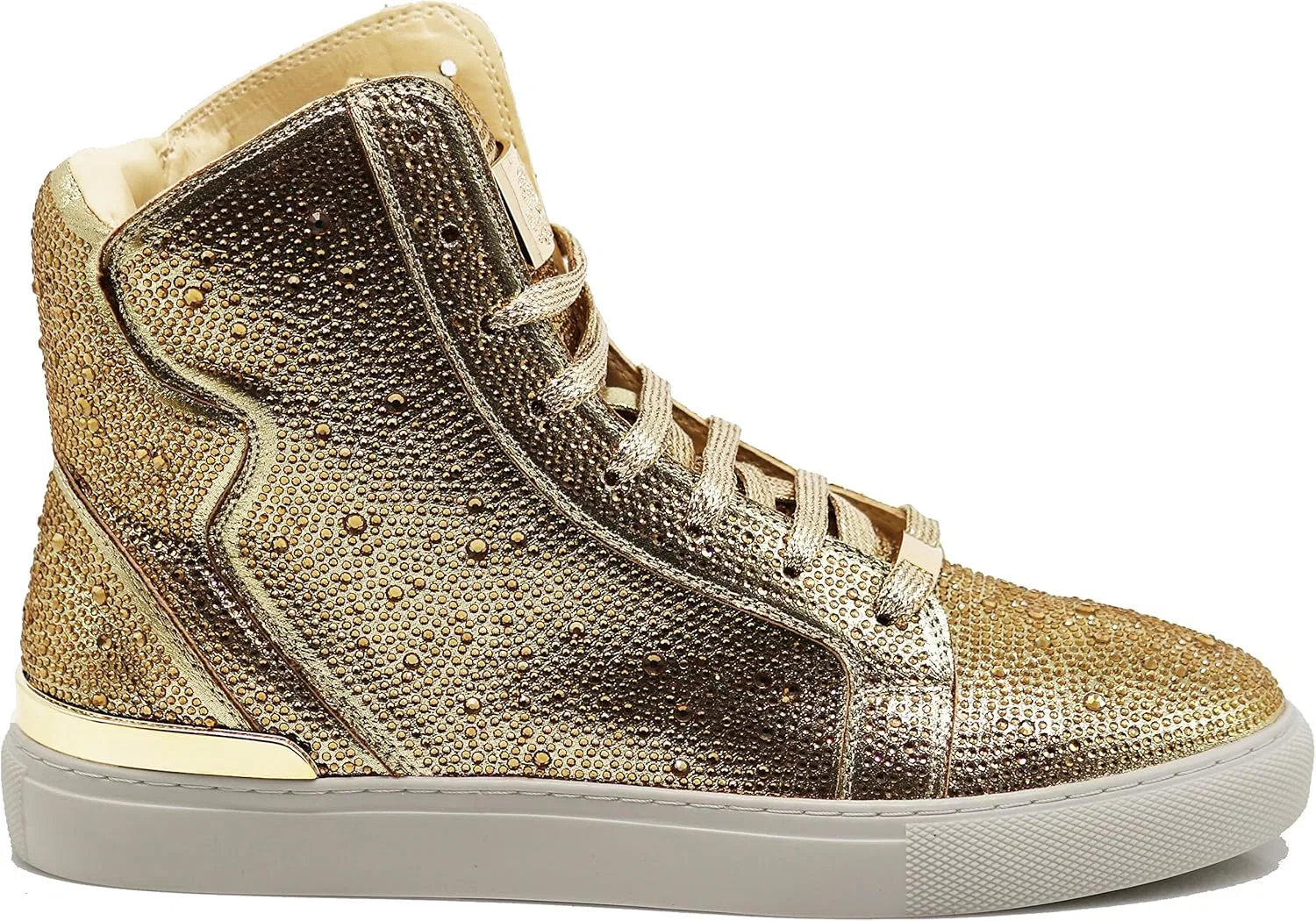 Мужские высокие кроссовки Enzo Romeo с кристальным блеском и стразами, Gold — фото 2