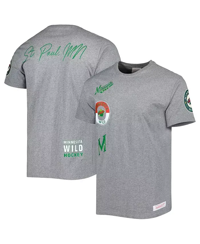 

Мужская футболка Heather Gray из коллекции Minnesota Wild City Collection Mitchell & Ness