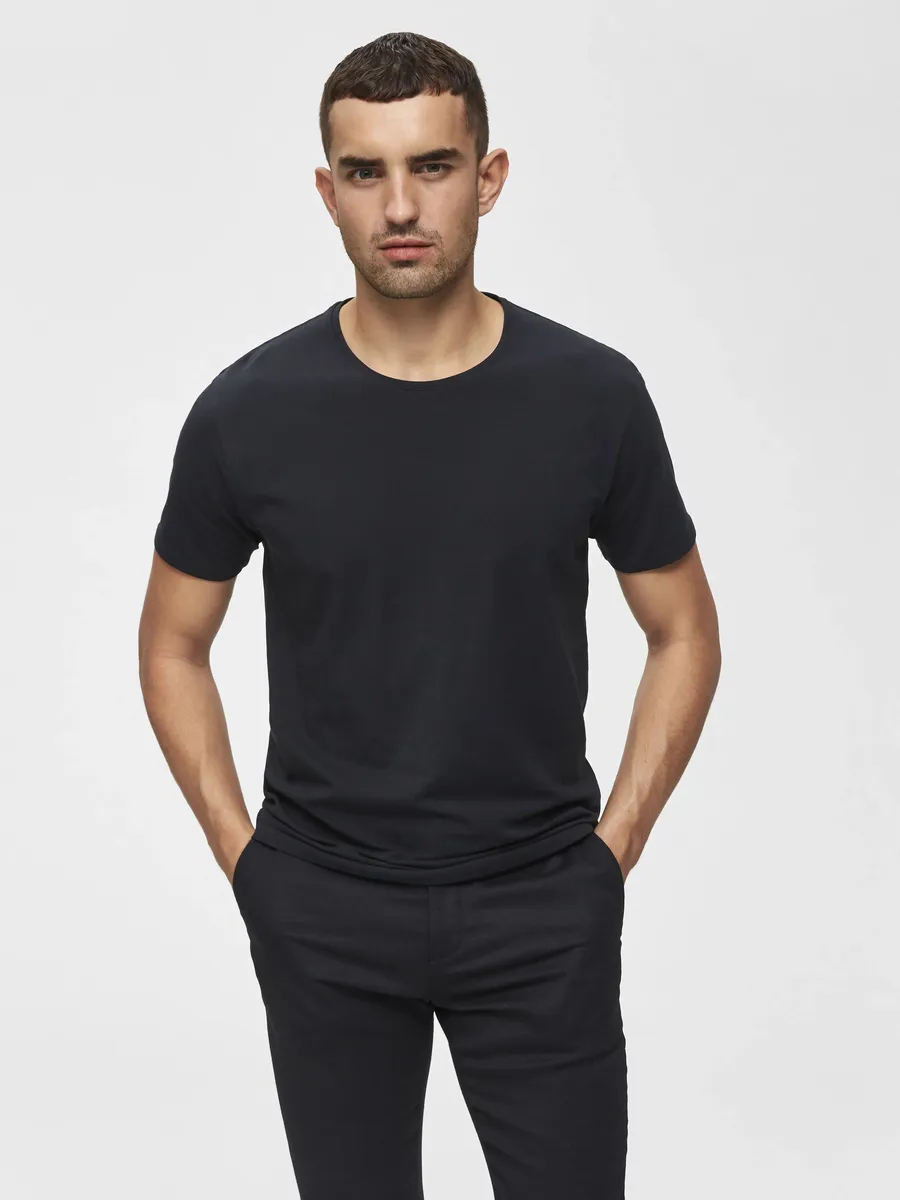 

Рубашка с круглым вырезом SELECTED HOMME "Basic T-Shirt", черный