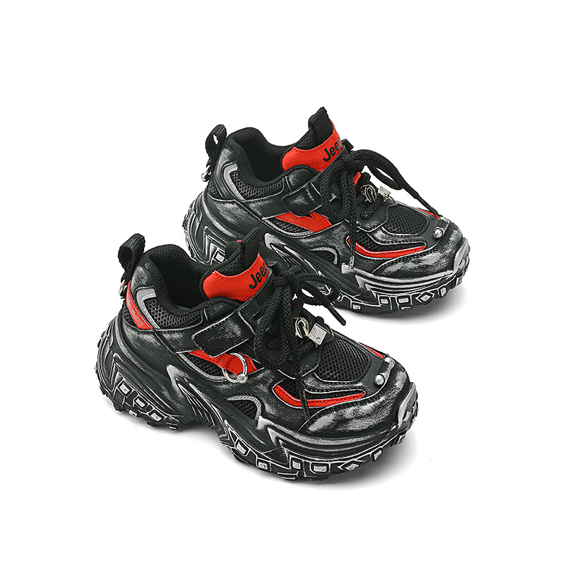 Кроссовки Jeep Kids Lifestyle Shoes GS Low-top Red, черный/красный — фото 3