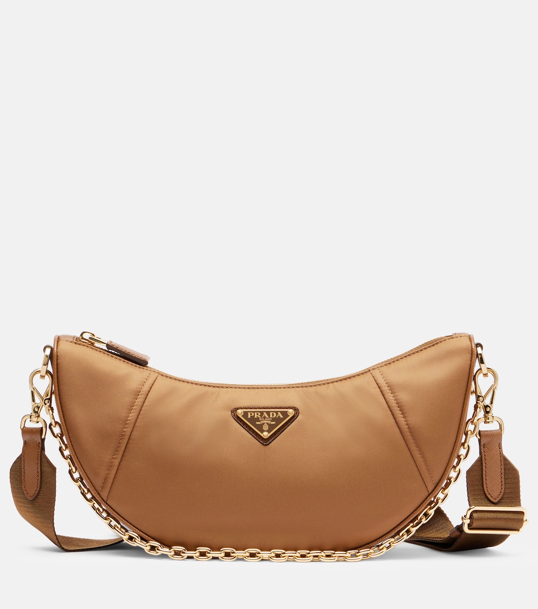 

Полумесяц Re-Nylon наплечная сумка Prada, коричневый