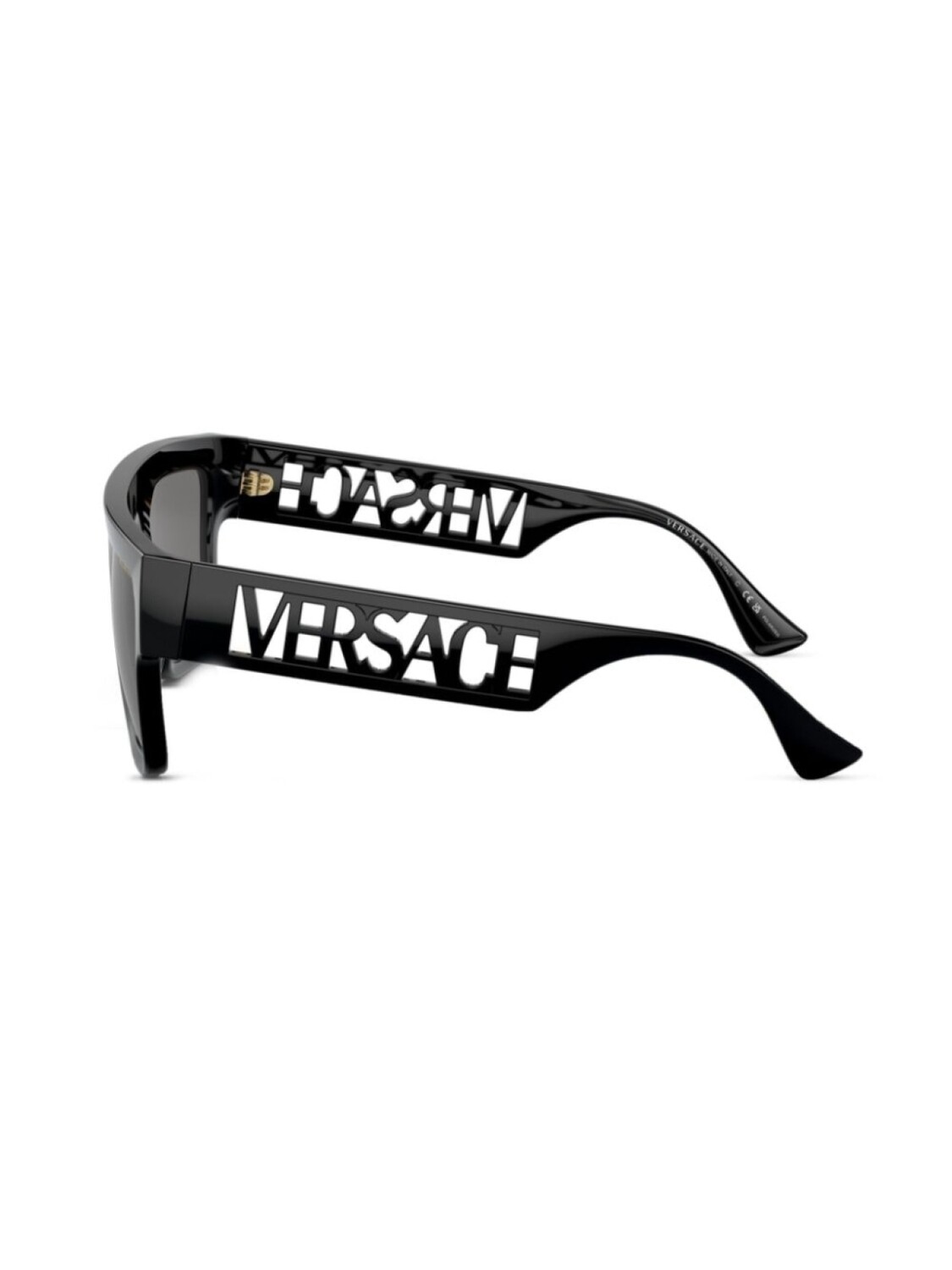 Versace Eyewear солнцезащитные очки в квадратной оправе с тисненым логотипом, черный — фото 3