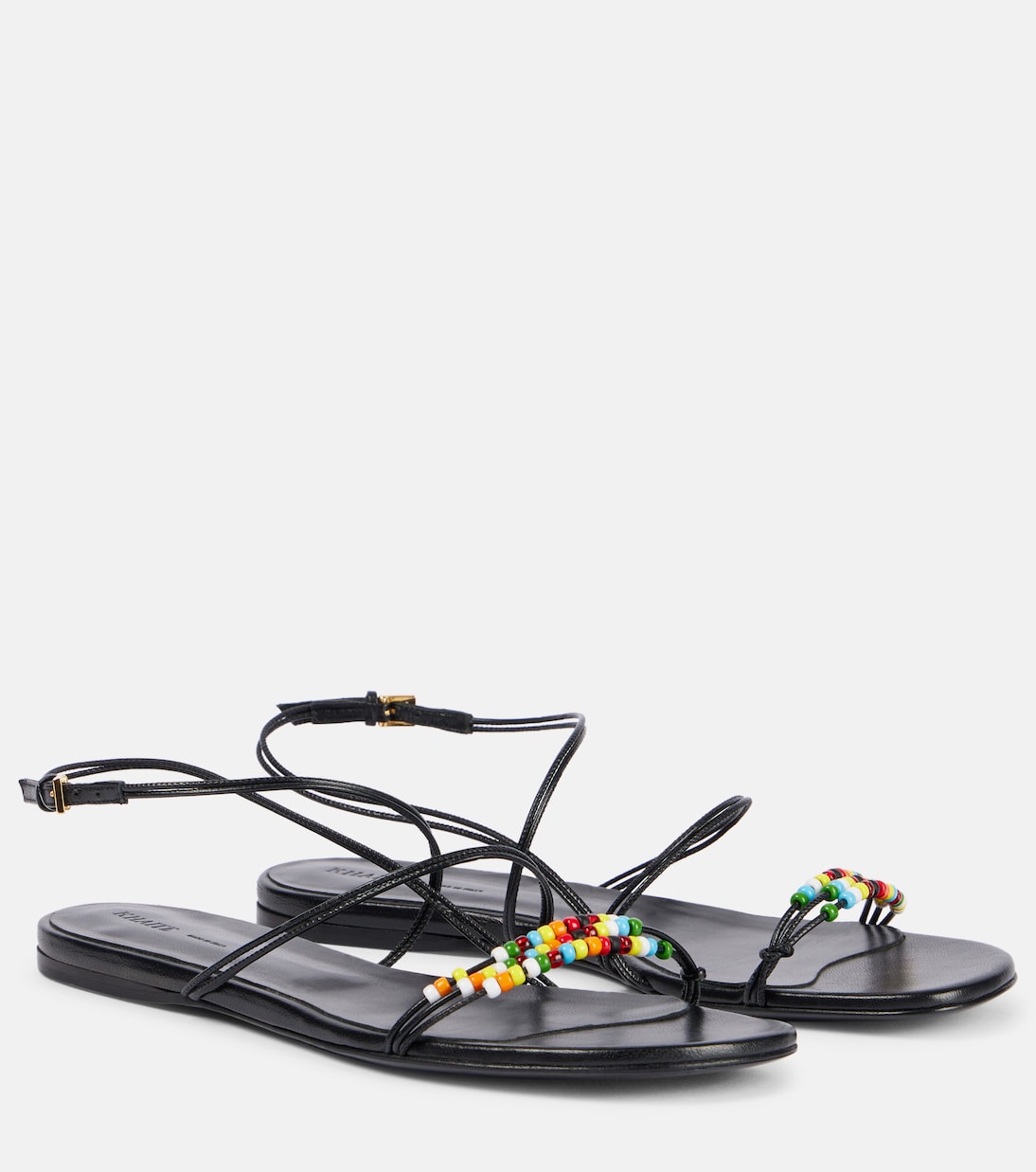Плетёные кожаные сандалии Loop Khaite, Black Multi