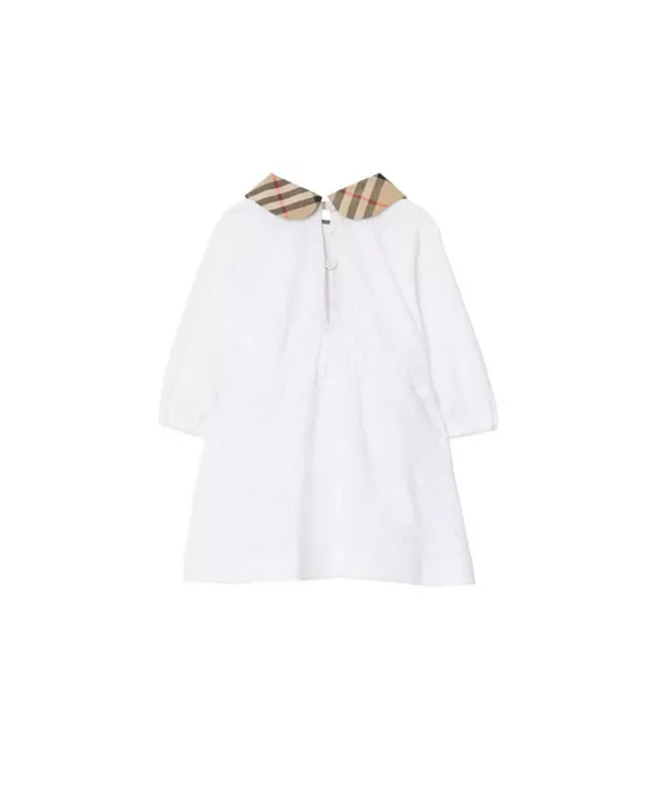Хлопковое платье в клетку с панталонами - для малышей Burberry, White — фото 3