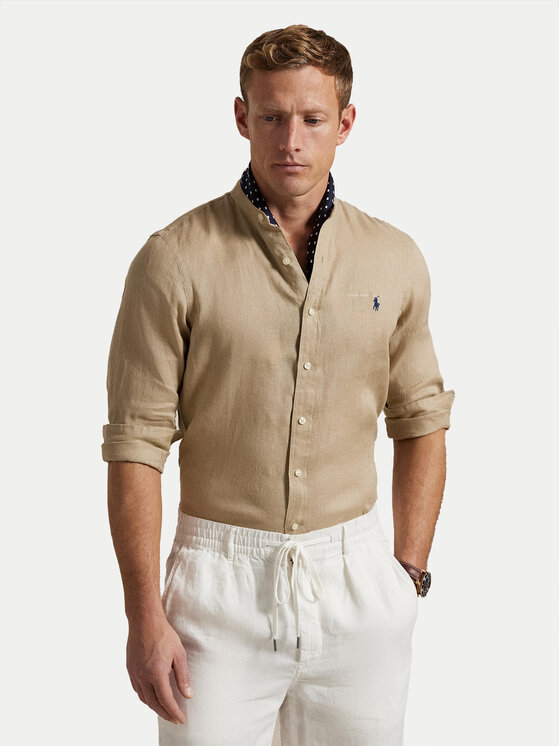 

Рубашка облегающего кроя 710968925004 Polo Ralph Lauren, бежевый