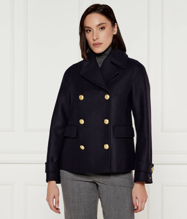 

Пальто шерстяное Tommy Hilfiger с добавлением кашемира, синий