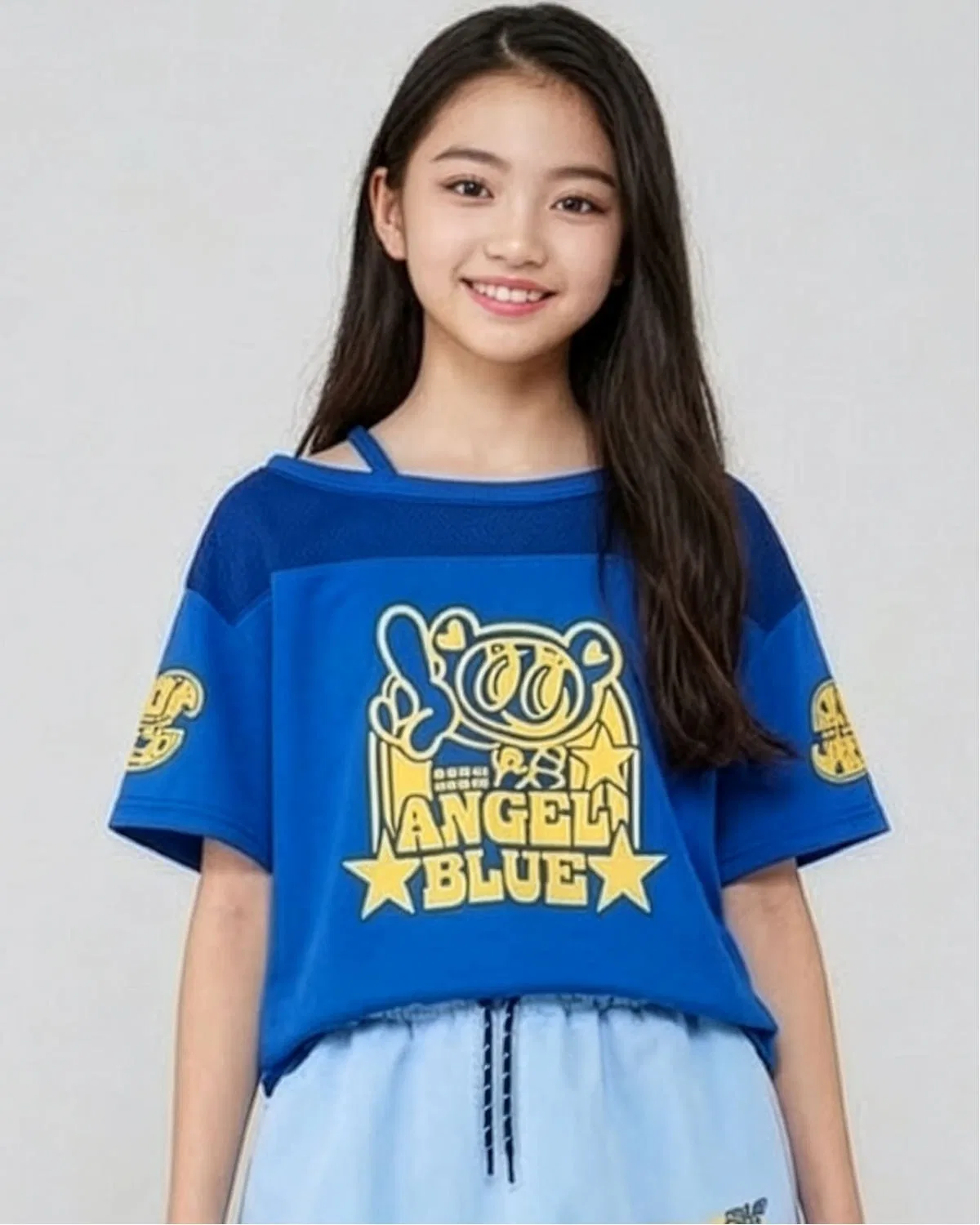 Детская игровая футболка Angel Blue с одним плечом