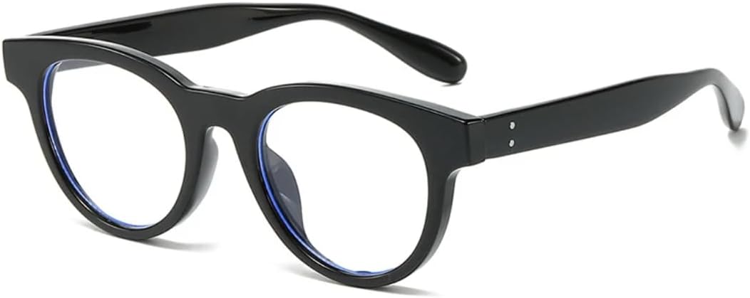 

Солнцезащитные очки для мужчин и женщин - защита UV400 - овальная круглая оправа с заклепками, цветные линзы, для занятий спортом на открытом воздухе и вождения DSVIGF, Black Clear