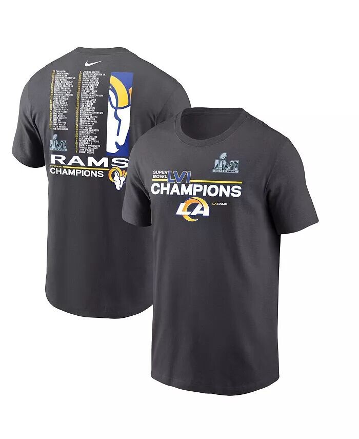 

Футболка мужская антрацитовая Los Angeles Rams Super Bowl LVI Champions Roster Nike
