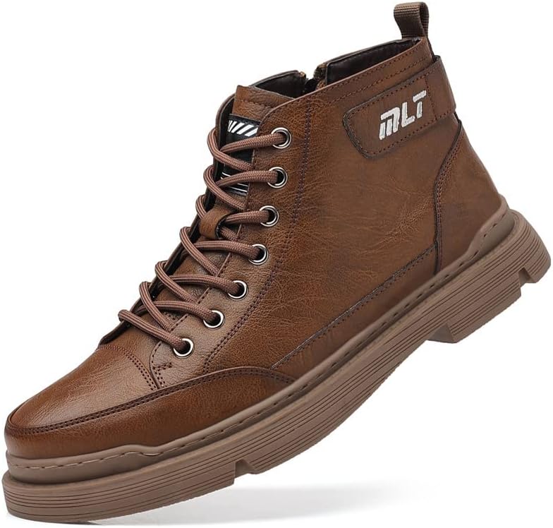 

Мужские удобные модные зимние ботинки с теплой меховой подкладкой и противоскользящей подошвой, британский стиль, шнуровка, мягкие стеганые ботинки с пряжкой для походов Crossbaby, коричневый