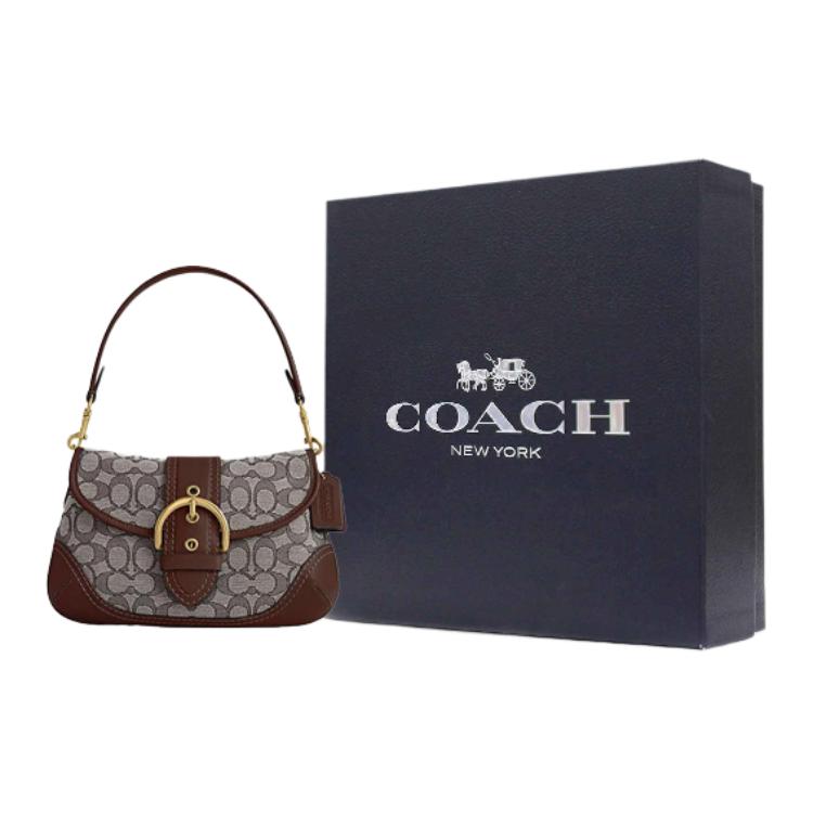 

COACH Сумка-полумесяц из ткани и кожи с наплечным ремнем