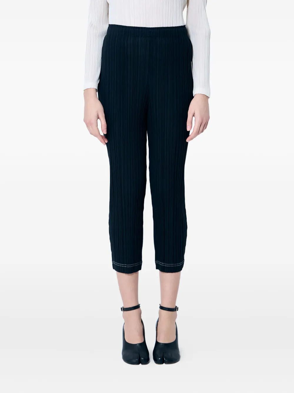 

Укороченные брюки со складками Pleats Please Issey Miyake, черный