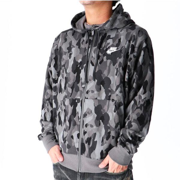 Куртка Nike French Terry Camouflage Casual Breathable Sports Hooded Jacket Black, черный — фото 3