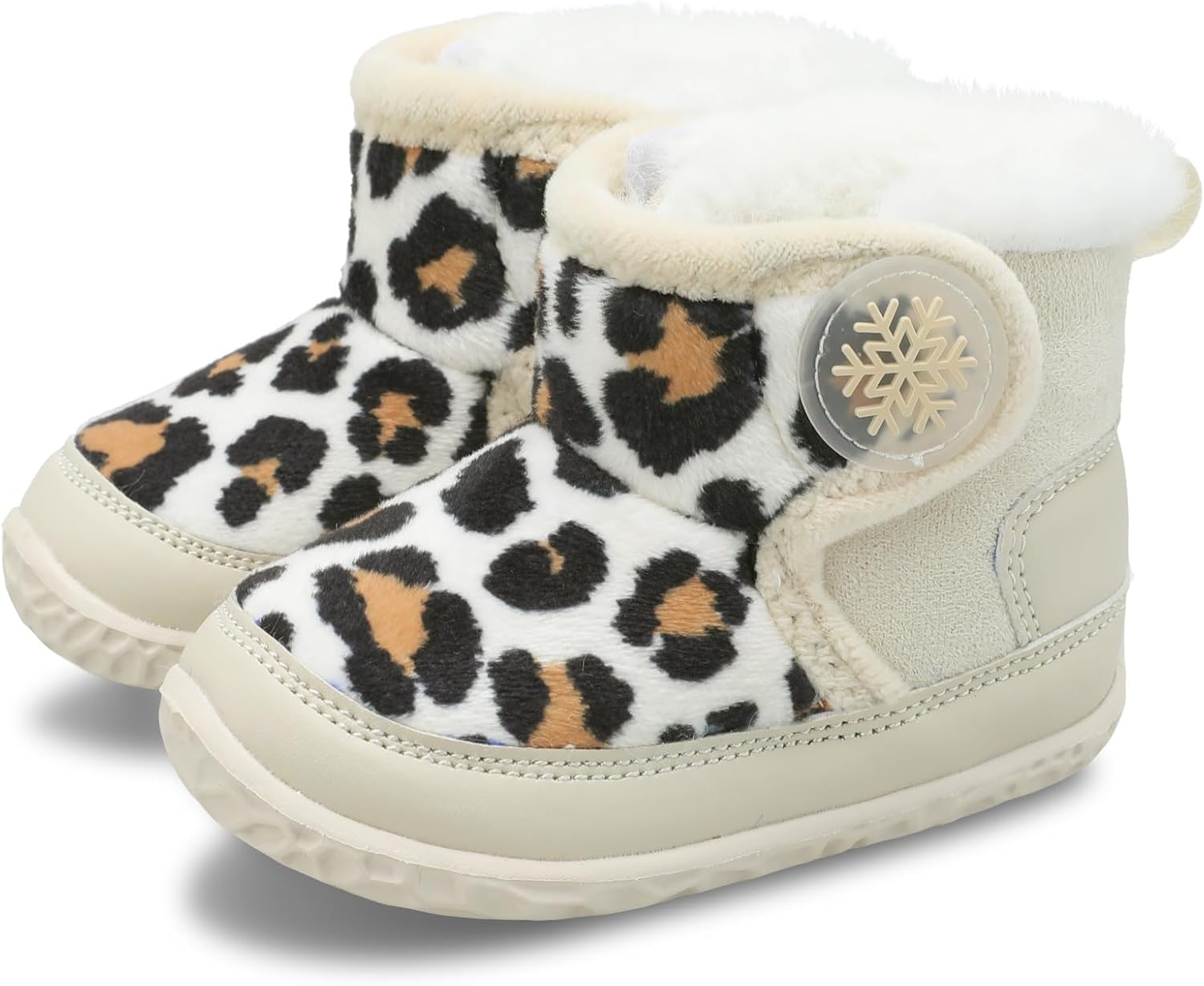 

L-RUN Детские ботиночки для малышей, мальчиков и девочек, высокие ботинки для маленьких детей, зимняя обувь для дома и улицы, теплые ботинки, Beige Leopard