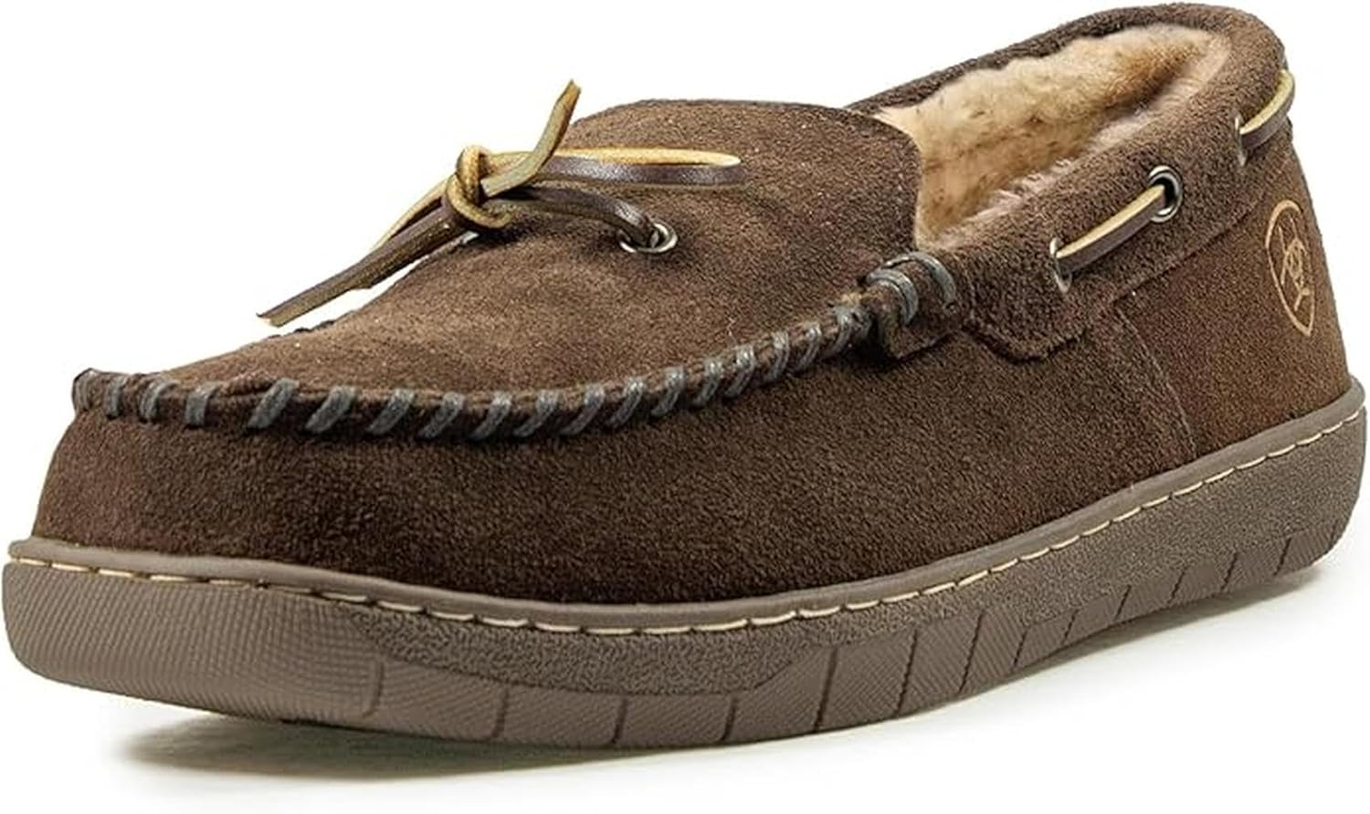 

Мужские домашние/теплые комфортные экзотические тапочки ARIAT Silversmith с квадратным носком и кожаной верхней частью, темно-коричневый